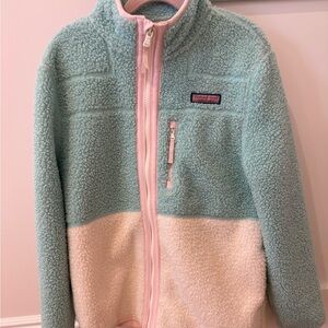 Brand New! Vineyard Vines Mint Green and Pink Fleece Jacket Youth Large